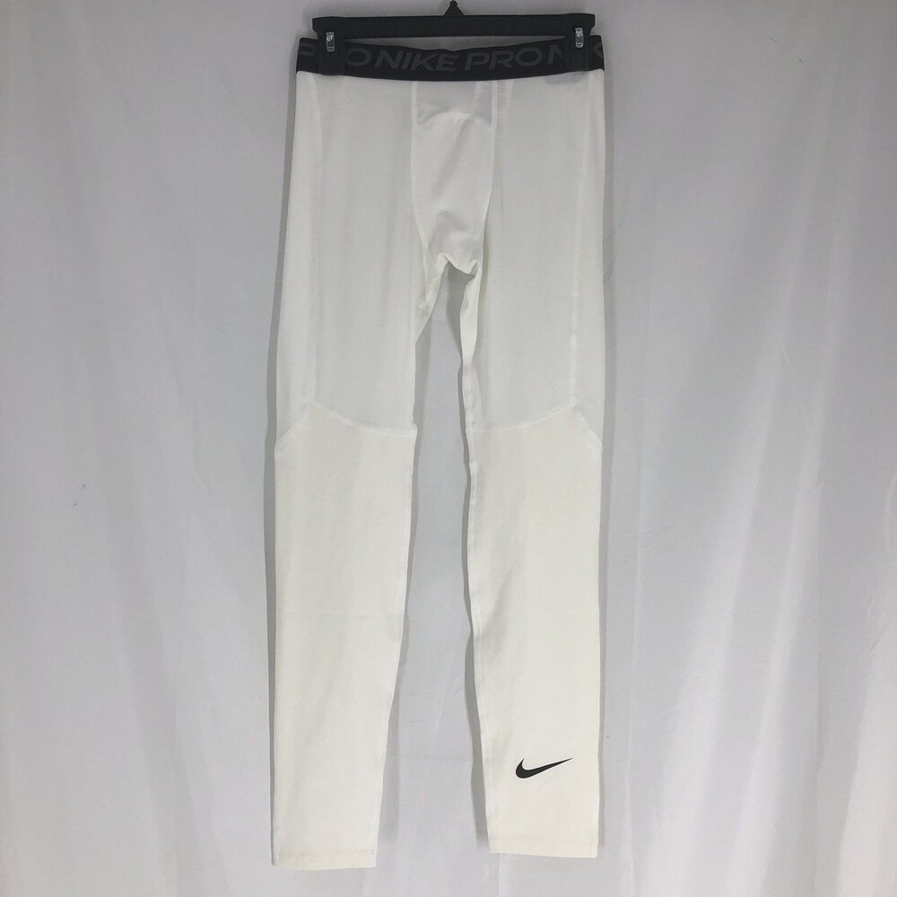 Nike Pro Boy's (Kids) Dri-FIT White/Bla Full Lenght Tights (CK4546-100) Size XL